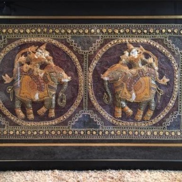 Vintage Burmese Kalaga Embroidered Wall Hanging